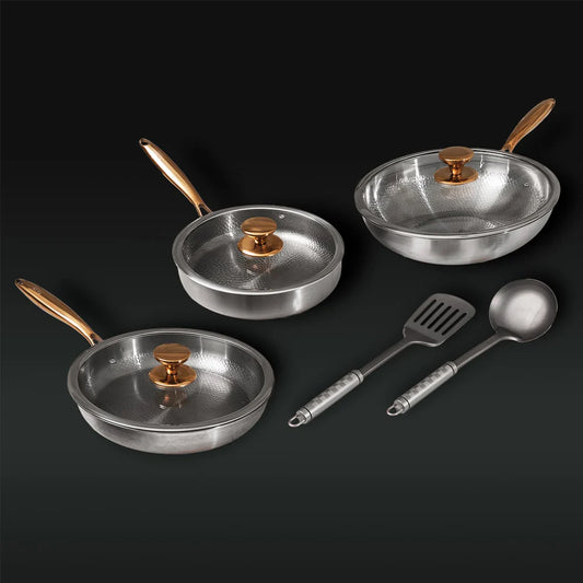 TitaniumFlame® Komplettes Set exklusiver Bratpfannen aus reinem Titan (8-teilig)