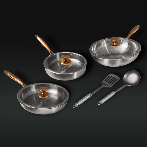 TitaniumFlame® Juego Completo de Sartenes Exclusivas de Titanio Puro (8 Piezas)