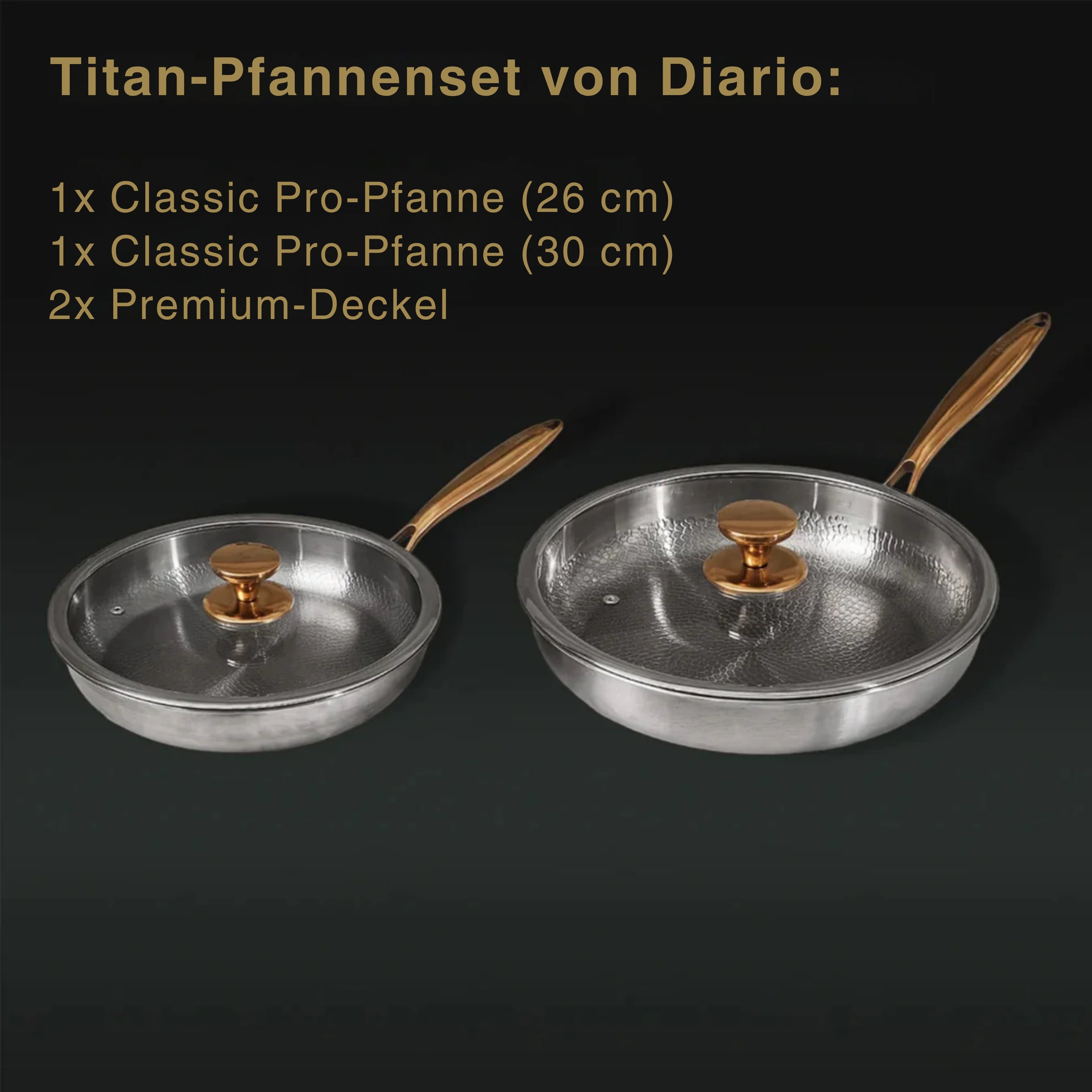 TitaniumFlame® Duo-Set klassischer Bratpfannen aus zertifiziertem reinem Titan