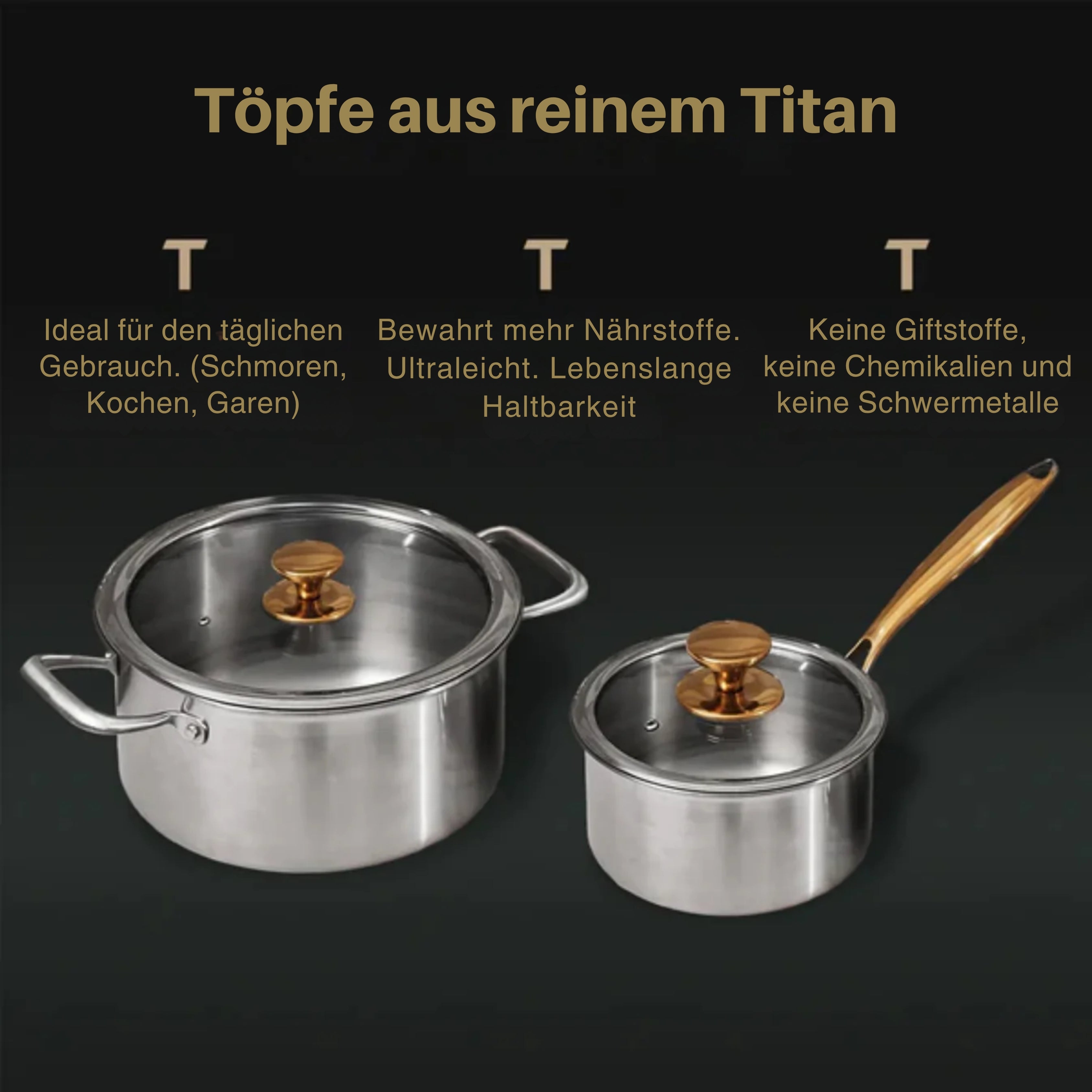 TitaniumFlame® Komplettes Set klassischer Küchenutensilien aus reinem Titan (14-teilig)