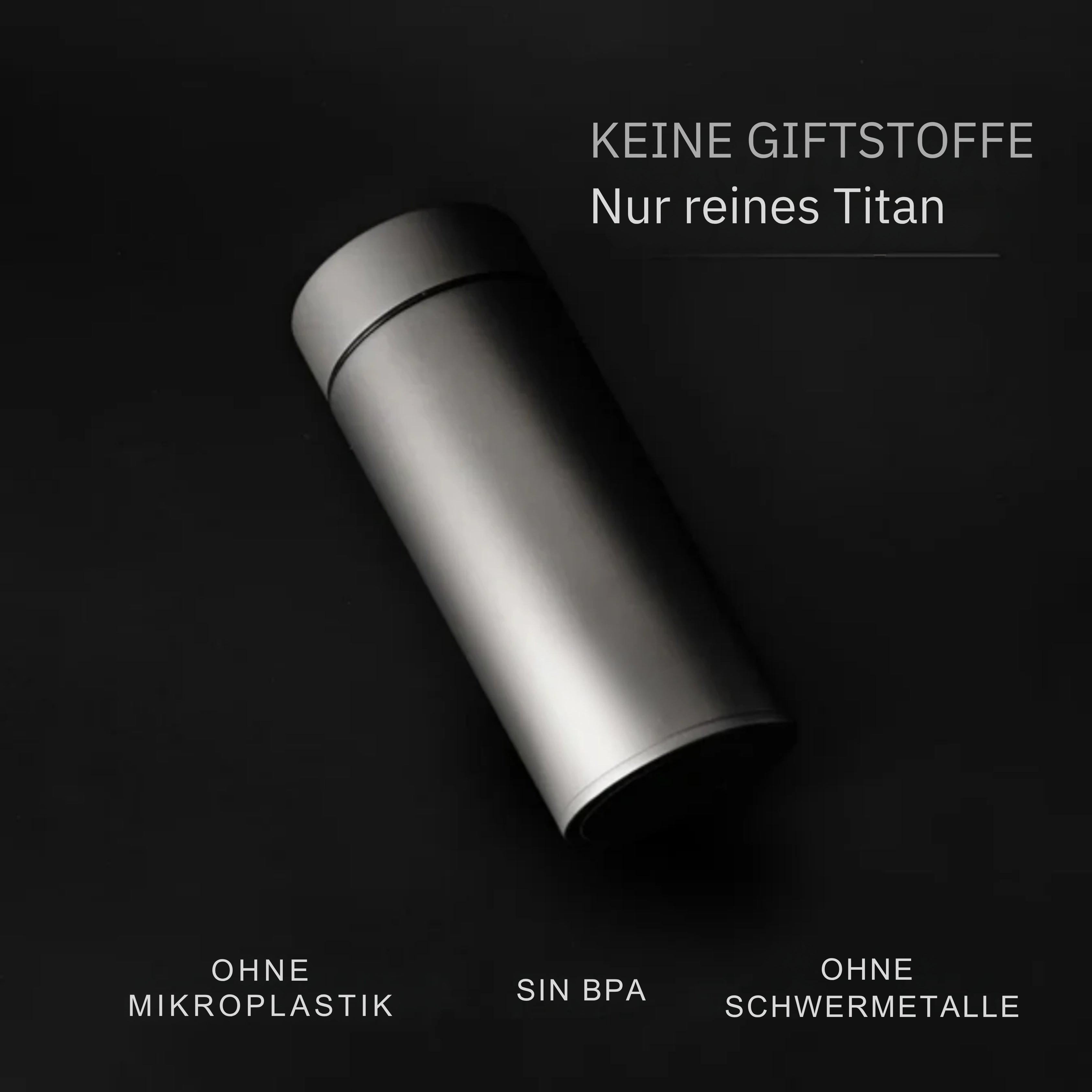 TitaniumFlame Wasserflasche aus 100 % reinem Titan: sauber trinken, besser leben.
