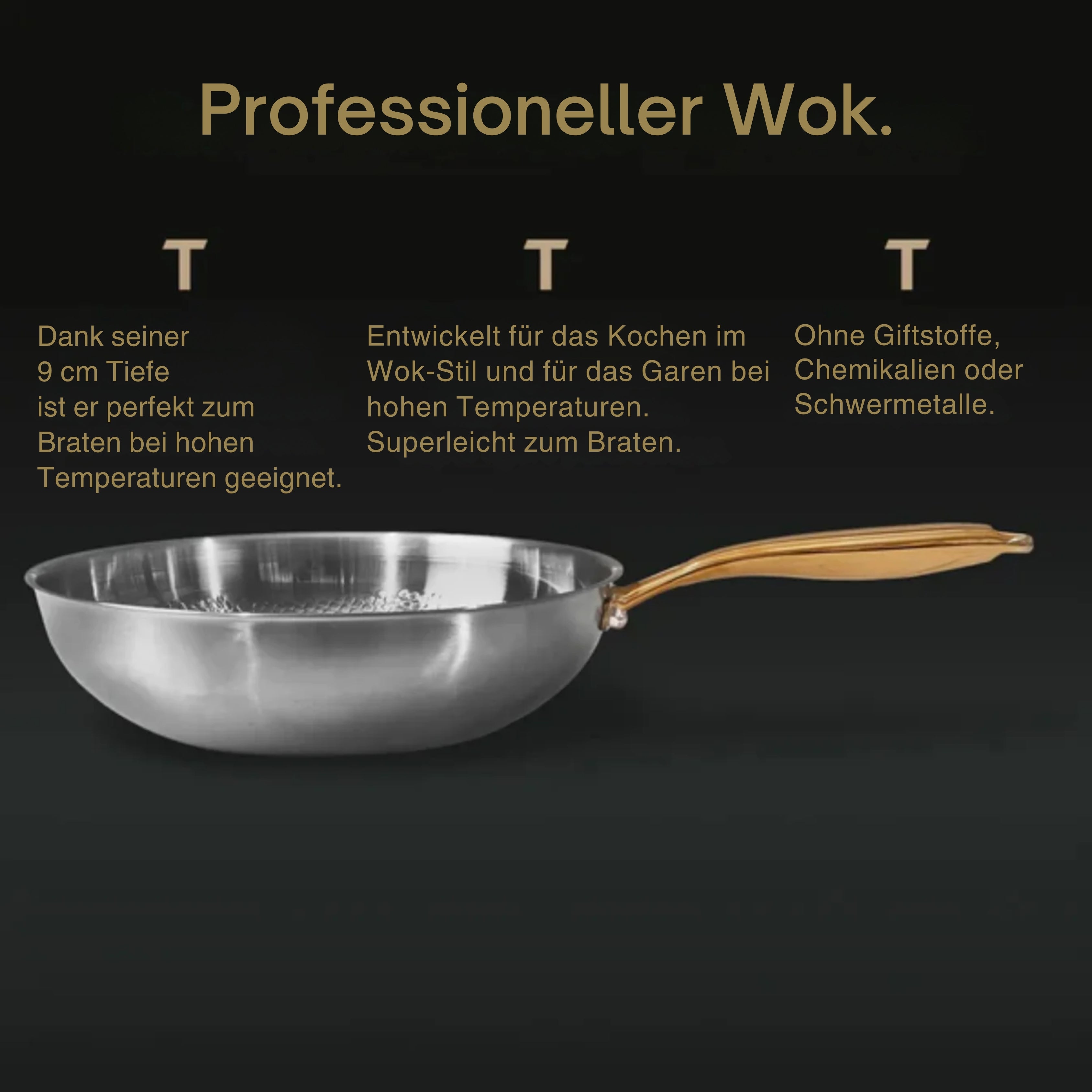 Klassische Pfanne und Wok aus reinem Titan