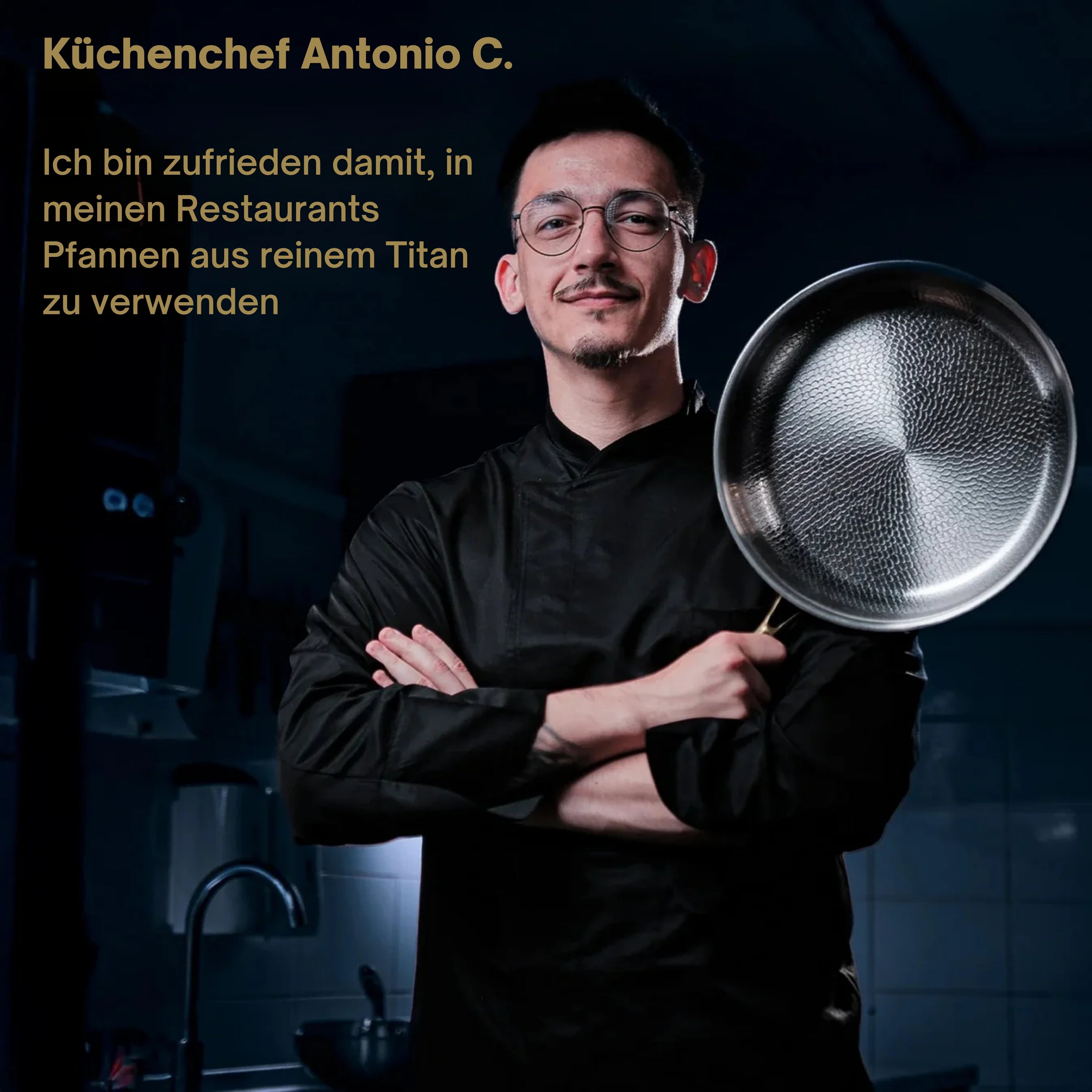 Klassische Pfanne und Wok aus reinem Titan