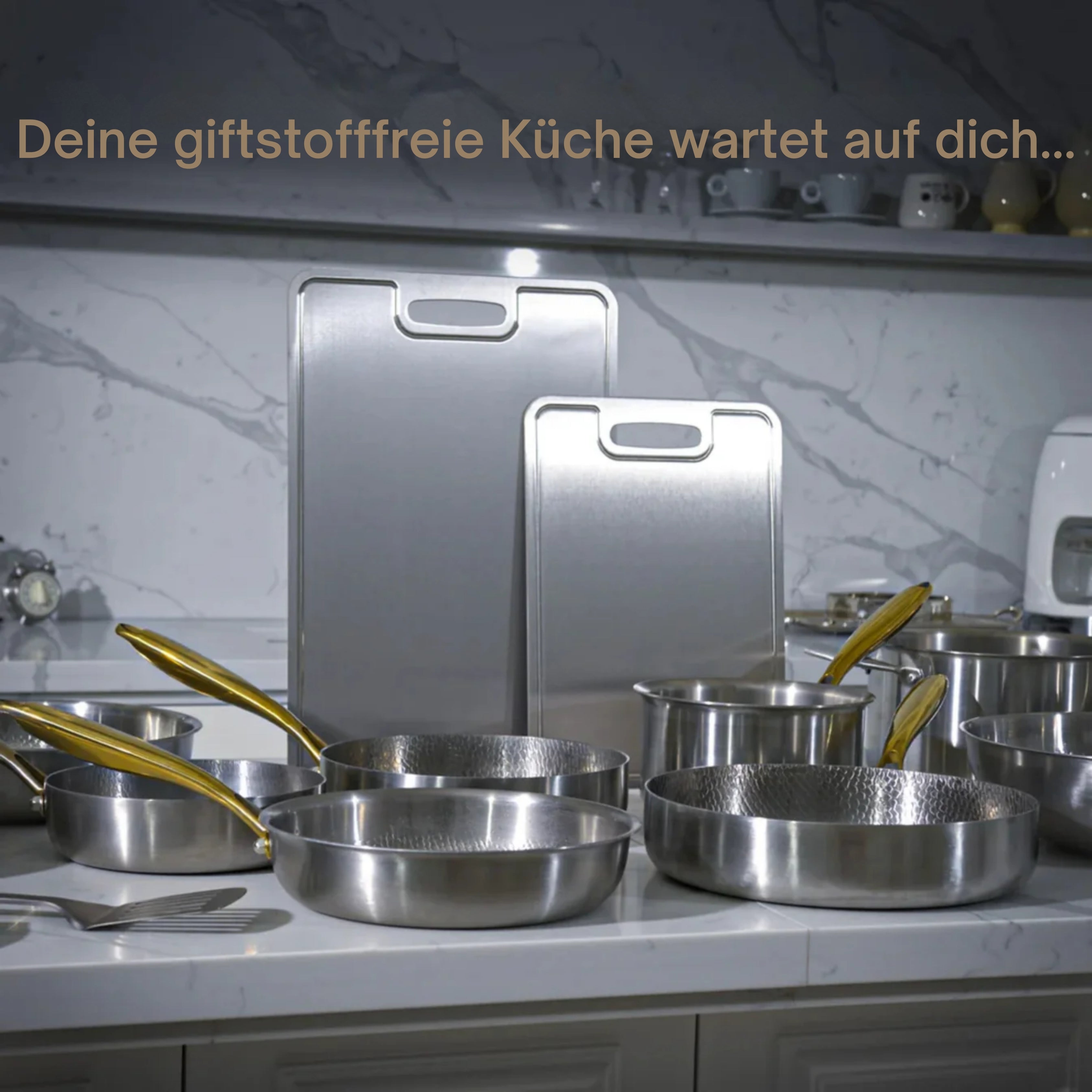 Klassische Pfanne und Wok aus reinem Titan