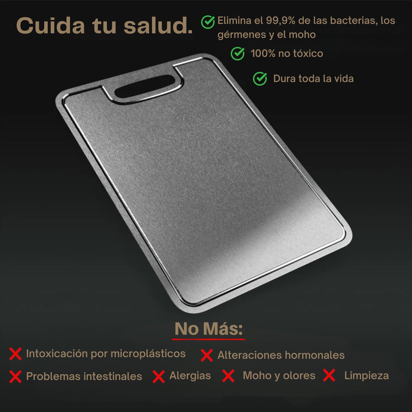 TitaniumFlame® Juego de Tablas de Cortar de Titanio Puro Certificado (P+M+G)