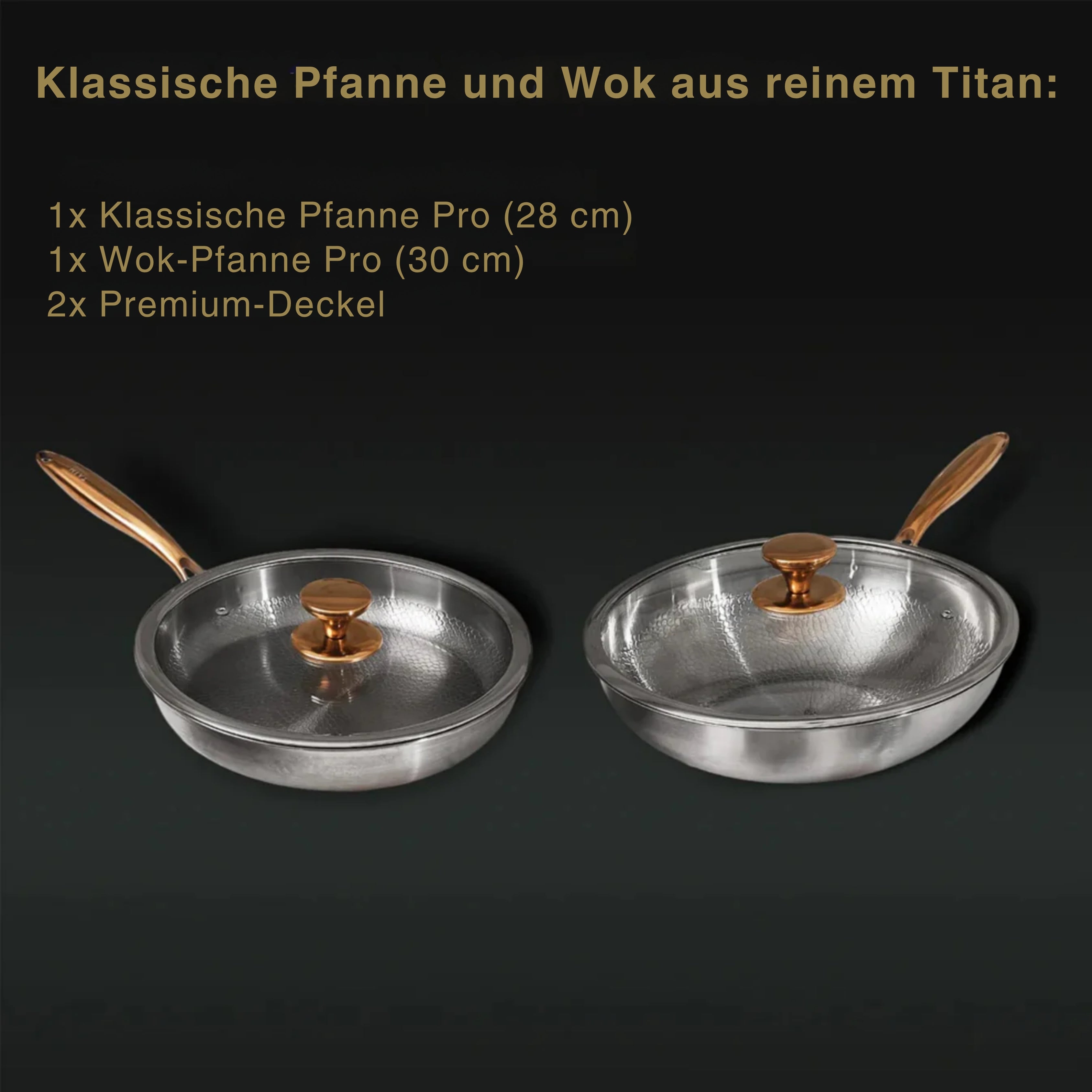 Klassische Pfanne und Wok aus reinem Titan