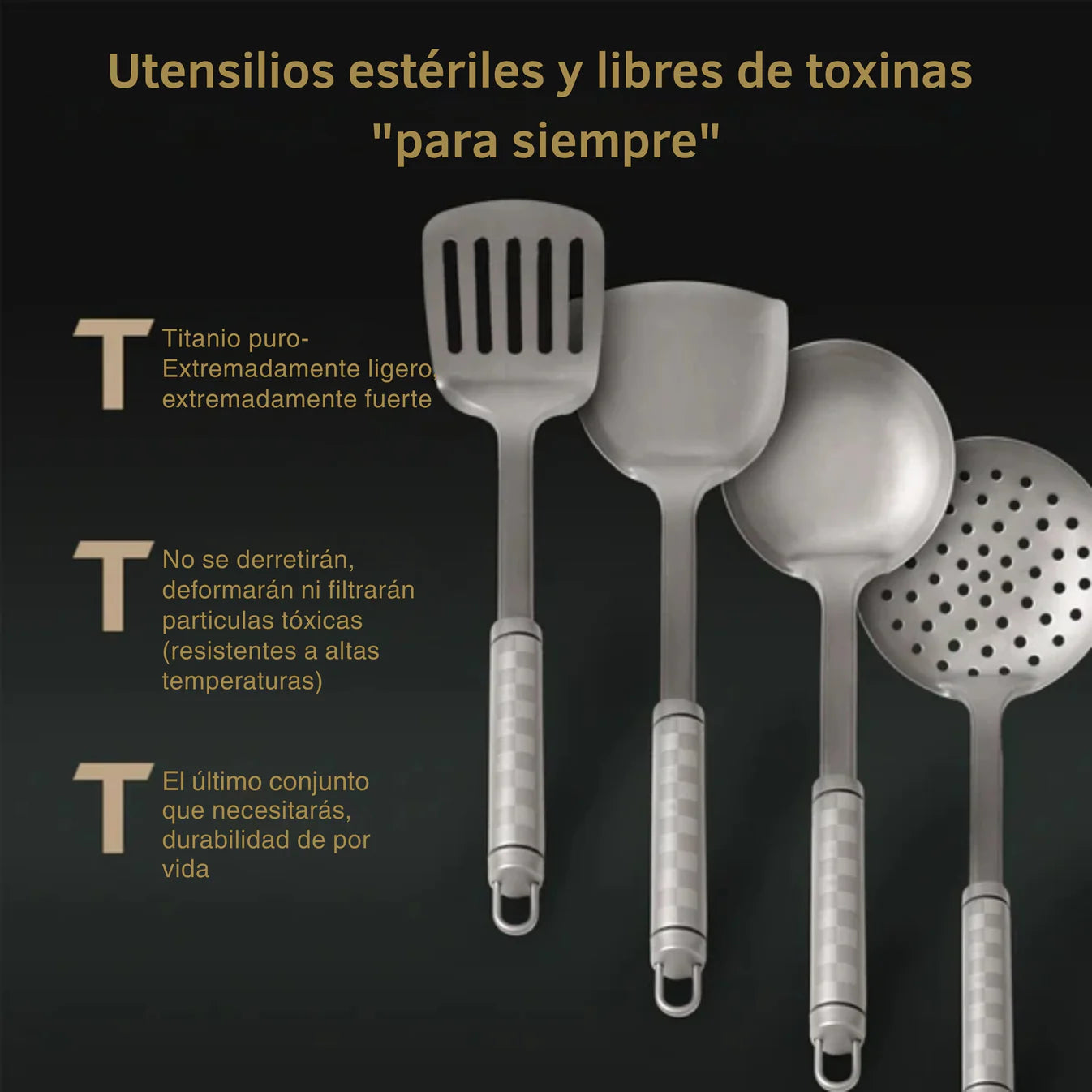 TitaniumFlame® Juego de Utensilios de Titanio Puro Certificado