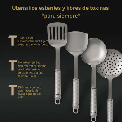TitaniumFlame® Juego de Utensilios de Titanio Puro Certificado
