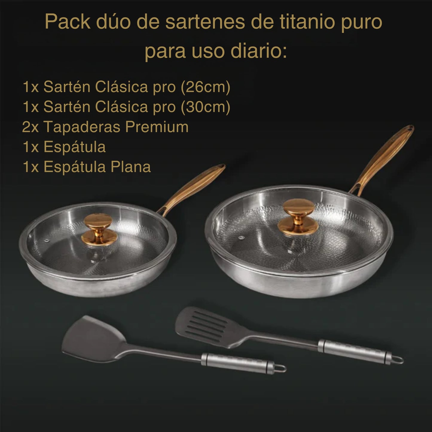 TitaniumFlame® Duo-Set klassischer Bratpfannen aus zertifiziertem reinem Titan