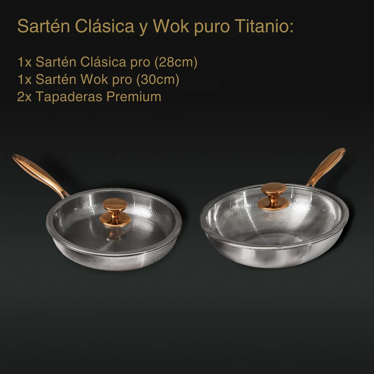 Klassische Pfanne und Wok aus reinem Titan