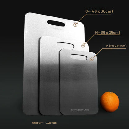 Tabla de cortar de titanio puro TitaniumFlame certificada - Diseño actualizado V2.0