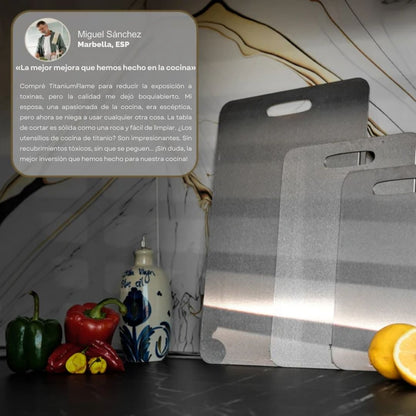 Tabla de cortar de titanio puro TitaniumFlame certificada - Diseño actualizado V2.0