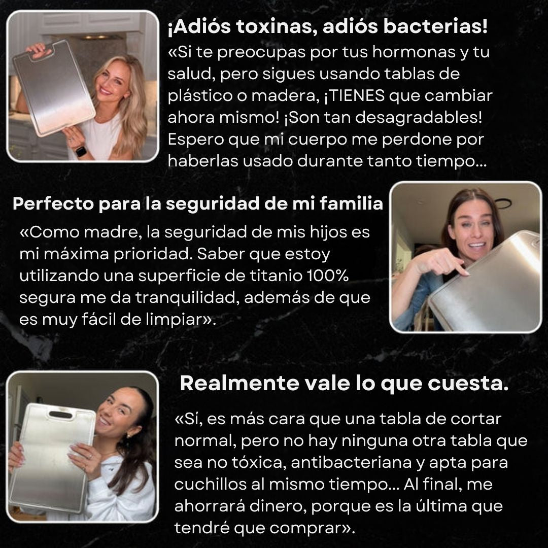Tabla de cortar de titanio puro TitaniumFlame certificada - Diseño actualizado V2.0