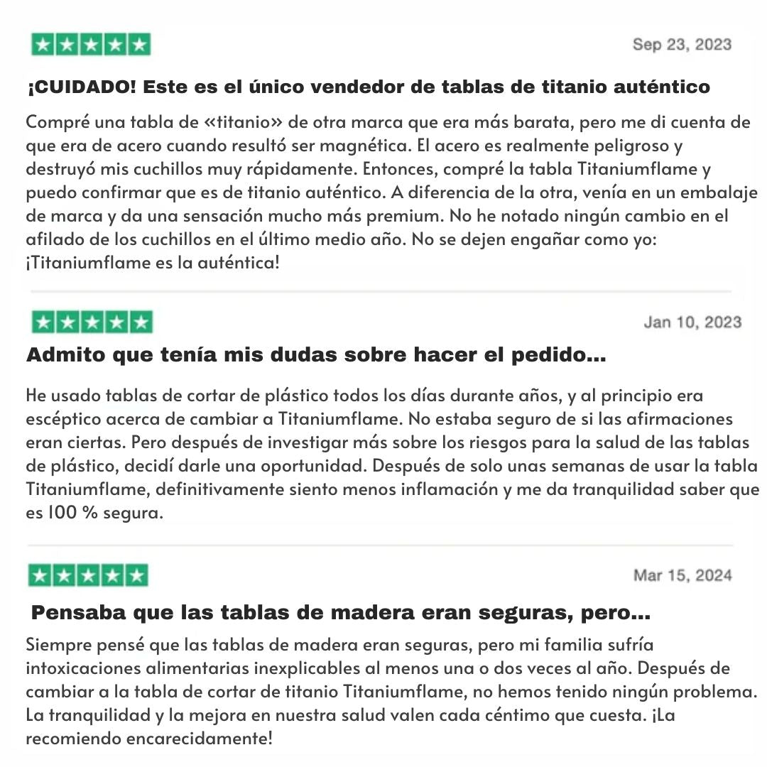 Tabla de cortar de titanio puro TitaniumFlame certificada - Diseño actualizado V2.0