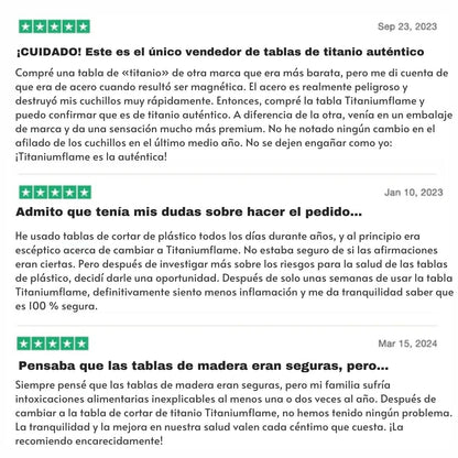 Tabla de cortar de titanio puro TitaniumFlame certificada - Diseño actualizado V2.0