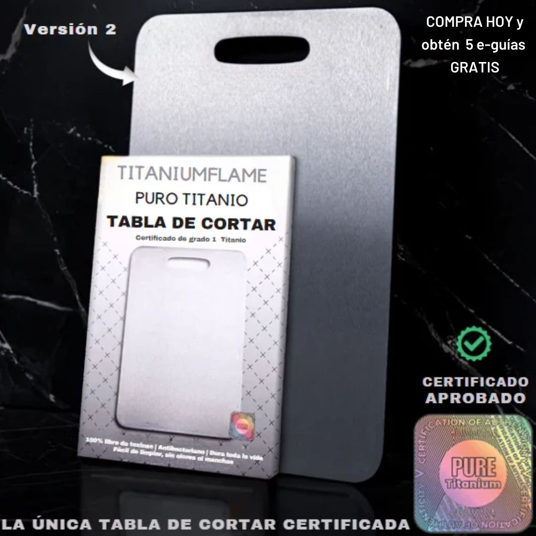 Tabla de cortar de titanio puro TitaniumFlame certificada - Diseño actualizado V2.0