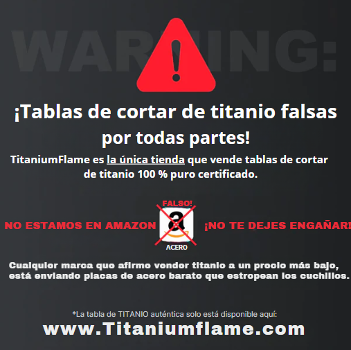 Tabla de cortar de titanio puro TitaniumFlame certificada - Diseño actualizado V2.0