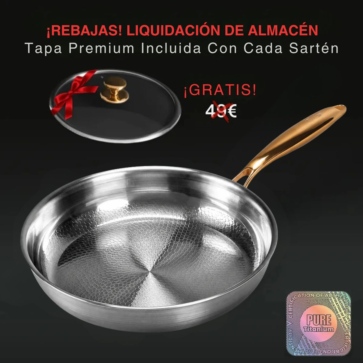 TitaniumFlame® Sartén Clásica Pro 2.0 de Titanio Puro