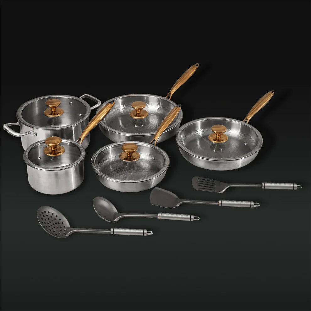 TitaniumFlame® Komplettes Set klassischer Küchenutensilien aus reinem Titan (14-teilig)
