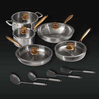 TitaniumFlame® Juego Completo de Utensilios de Cocina Exclusivos de Titanio Puro (14 Piezas)